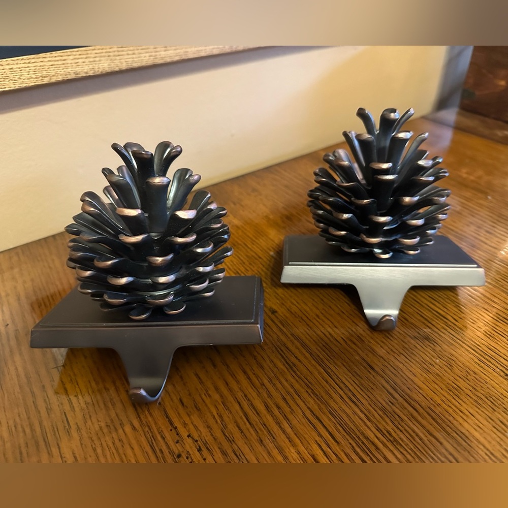 Pair of Pinecone Stocking Holders